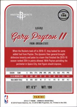 2016-17 Donruss #198 Gary Payton II Back