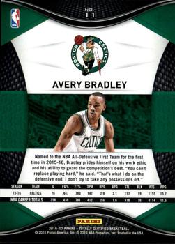 2016-17 Panini Totally Certified #11 Avery Bradley Back