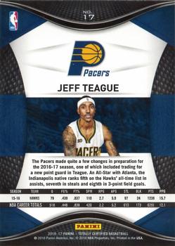 2016-17 Panini Totally Certified #17 Jeff Teague Back