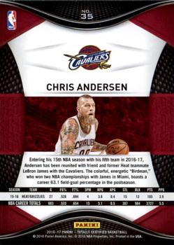 2016-17 Panini Totally Certified #35 Chris Andersen Back