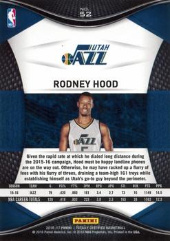 2016-17 Panini Totally Certified #52 Rodney Hood Back