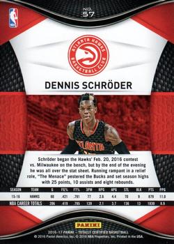 2016-17 Panini Totally Certified #57 Dennis Schroder Back