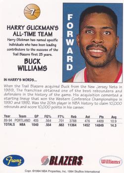 1994-95 Franz Portland Trail Blazers #7 Buck Williams Back