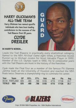 1994-95 Franz Portland Trail Blazers #11 Clyde Drexler Back