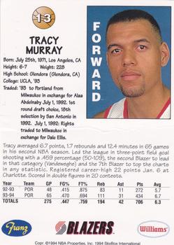 1994-95 Franz Portland Trail Blazers #13 Tracy Murray Back