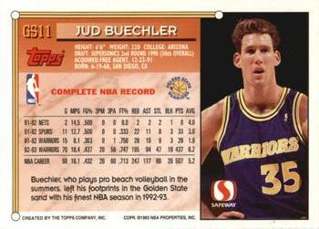 1993-94 Topps Safeway Golden State Warriors #GS11 Jud Buechler Back