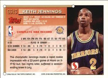 1993-94 Topps Safeway Golden State Warriors #GS13 Keith Jennings Back