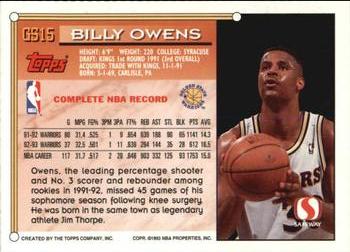 1993-94 Topps Safeway Golden State Warriors #GS15 Billy Owens Back
