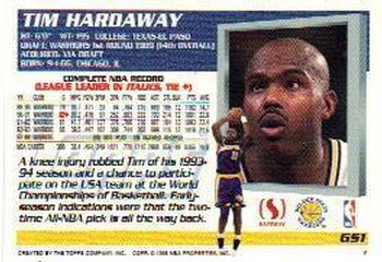 1994-95 Topps Safeway Golden State Warriors #GS1 Tim Hardaway Back