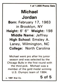 1997 1991 Star Michael Jordan (Unlicensed) - Black / Red Border Glossy #5 Michael Jordan Back