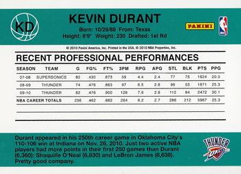 2010-11 Donruss - Starting 5 #KD Kevin Durant Back