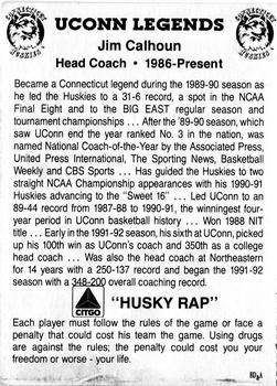 1991-92 Connecticut Huskies Legends #4 Jim Calhoun Back