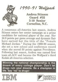1990-91 NC State Wolfpack #NNO Andrea Stinson Back