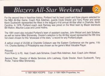 1991-92 Franz Portland Trail Blazers #2 Blazers All-Star Weekend Back