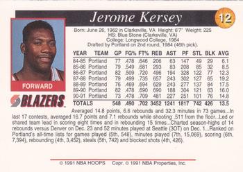 1991-92 Franz Portland Trail Blazers #12 Jerome Kersey Back