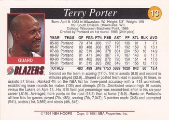 1991-92 Franz Portland Trail Blazers #13 Terry Porter Back