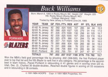 1991-92 Franz Portland Trail Blazers #15 Buck Williams Back