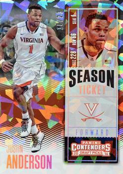 2016 Panini Contenders Draft Picks - Cracked Ice Ticket #51 Justin Anderson Front