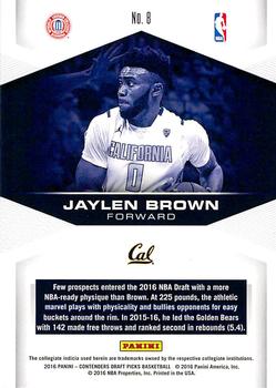 2016 Panini Contenders Draft Picks - Game Day #8 Jaylen Brown Back