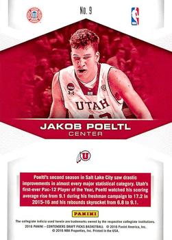 2016 Panini Contenders Draft Picks - Game Day #9 Jakob Poltl Back