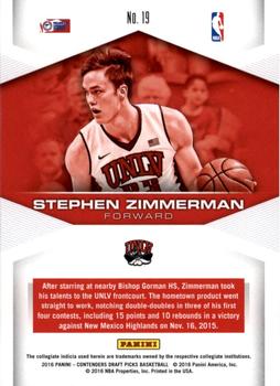 2016 Panini Contenders Draft Picks - Game Day #19 Stephen Zimmerman Back
