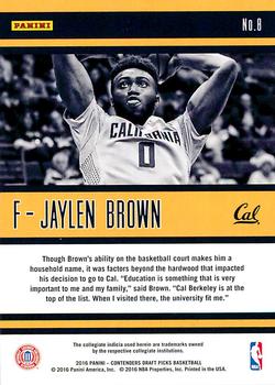 2016 Panini Contenders Draft Picks - School Colors #8 Jaylen Brown Back