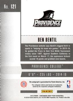 2016 Panini Contenders Draft Picks - College Ticket Autographs #121 Ben Bentil Back