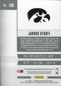 2016 Panini Contenders Draft Picks - College Ticket Autographs #130 Jarrod Uthoff Back