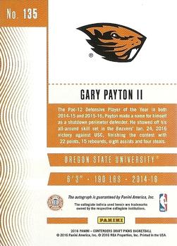 2016 Panini Contenders Draft Picks - College Ticket Autographs #135 Gary Payton II Back