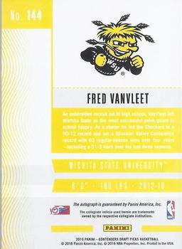 2016 Panini Contenders Draft Picks - College Ticket Autographs #144 Fred VanVleet Back