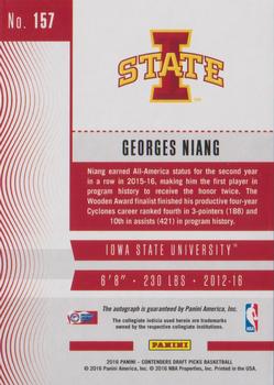 2016 Panini Contenders Draft Picks - College Ticket Autographs #157 Georges Niang Back
