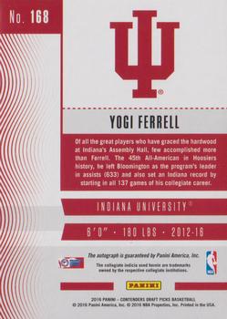 2016 Panini Contenders Draft Picks - College Ticket Autographs #168 Yogi Ferrell Back