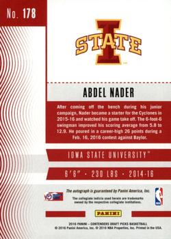 2016 Panini Contenders Draft Picks - College Ticket Autographs #178 Abdel Nader Back
