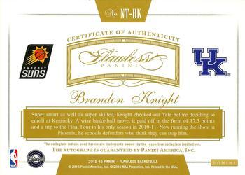 2015-16 Panini Flawless - Now and Then Signatures Sapphire #NT-BK Brandon Knight Back