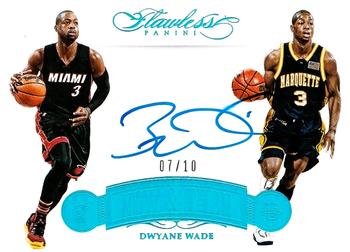 2015-16 Panini Flawless - Now and Then Signatures Sapphire #NT-DW Dwyane Wade Front