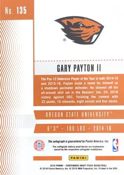 2016 Panini Contenders Draft Picks - College Ticket Autographs Draft Ticket Blue Foil #135 Gary Payton II Back