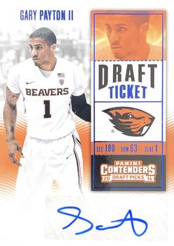 2016 Panini Contenders Draft Picks - College Ticket Autographs Draft Ticket Blue Foil #135 Gary Payton II Front