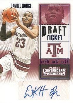2016 Panini Contenders Draft Picks - College Ticket Autographs Draft Ticket Blue Foil #161 Danuel House Front