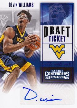 2016 Panini Contenders Draft Picks - College Ticket Autographs Draft Ticket Blue Foil #162 Devin Williams Front