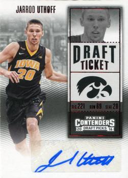 2016 Panini Contenders Draft Picks - College Ticket Autographs Draft Ticket Red Foil #130 Jarrod Uthoff Front