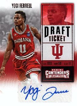 2016 Panini Contenders Draft Picks - College Ticket Autographs Draft Ticket Red Foil #168 Yogi Ferrell Front