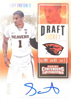2016 Panini Contenders Draft Picks - College Ticket Autographs Draft Ticket #135 Gary Payton II Front