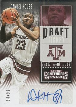 2016 Panini Contenders Draft Picks - College Ticket Autographs Draft Ticket #161 Danuel House Front