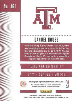 2016 Panini Contenders Draft Picks - College Ticket Autographs Cracked Ice Ticket #161 Danuel House Back