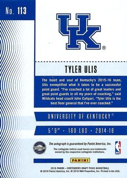 2016 Panini Contenders Draft Picks - College Ticket Autographs Playoff Ticket #113 Tyler Ulis Back