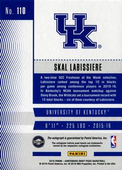 2016 Panini Contenders Draft Picks - College Ticket Autographs Variations Draft Red Foil #110 Skal Labissiere Back