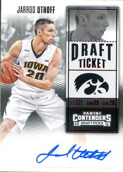 2016 Panini Contenders Draft Picks - College Ticket Autographs Variations Draft Red Foil #130 Jarrod Uthoff Front