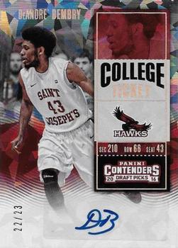 2016 Panini Contenders Draft Picks - College Ticket Autographs Variations Cracked Ice Ticket #118 DeAndre' Bembry Front