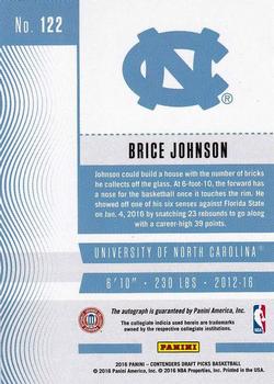 2016 Panini Contenders Draft Picks - College Ticket Autographs Variations Cracked Ice Ticket #122 Brice Johnson Back