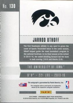 2016 Panini Contenders Draft Picks - College Ticket Autographs Variations Cracked Ice Ticket #130 Jarrod Uthoff Back